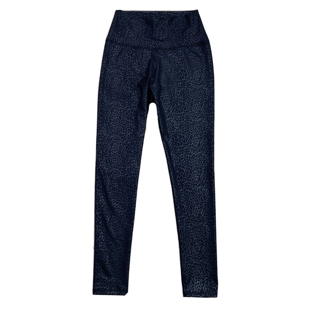 Jala Black Cheetah Print Shiny High Waist Leggings Size Small